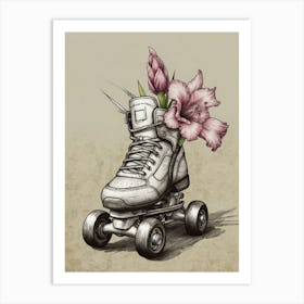 Flower Skateboard Art Print