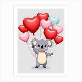 Koala Holding Balloons Art Print