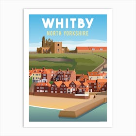 Whitby Abbey Steps Harbour Yorkshire Art Print