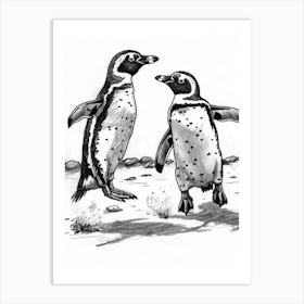 African Penguin Chasing Each Other 2 Art Print