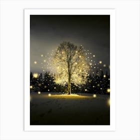 Fairy Lights On A Tree Art Print