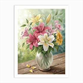 Lilies In A Vase Poster