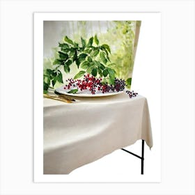 Elderberry Italian Watercolour fruit Art Print