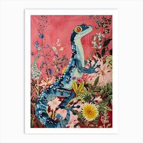 Floral Animal Painting Gecko 1 Art Print