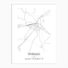 Vinkovci,Croatia Minimalist Map Art Print