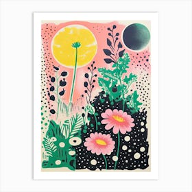 Abstract Botanical Risograph Style 8 Art Print