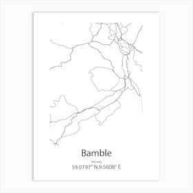 Bamble,Norway Minimalist Map Art Print