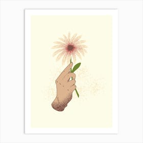 Hand Holding A Flower 1 Art Print