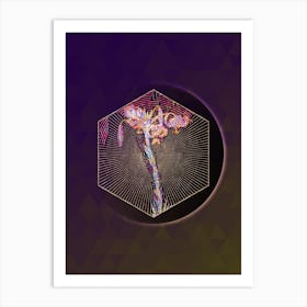 Abstract Gold Geometric Mosaic Lily Botanical Illustration n.0104 Art Print