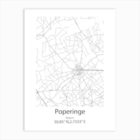 Poperinge,Belgium Minimalist Map Art Print