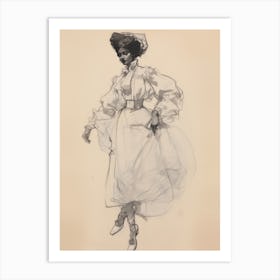 1800s Woman Study Sketch Art Print