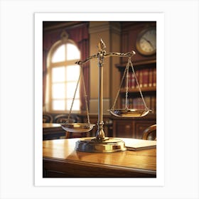 Justice Scales In The Courtroom Art Print