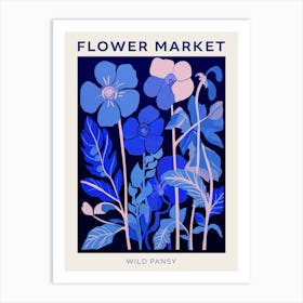 Blue Flower Market Poster Wild Pansy 3 Art Print