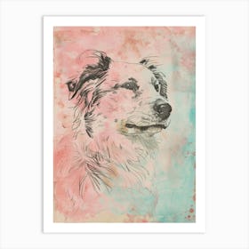 Colourful Polish Lowland Sheepdog Dog Line Illustration 3 Art Print