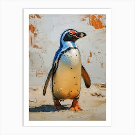 Galapagos Penguin Saunders Island Colour Block Painting 1 Art Print