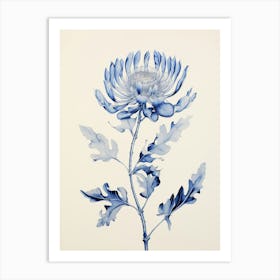 Blue Botanical Protea 2 Art Print