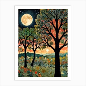 William Morris Print Moonlight In The Forest 2 Art Print