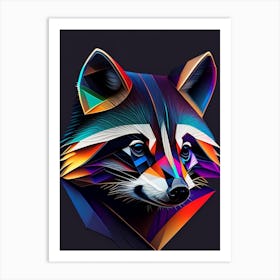 Nocturnal Raccoon Modern Geometric Art Print