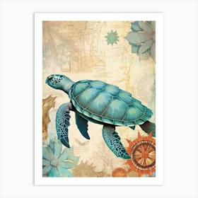 Beach House Sea Turtle  3 Art Print