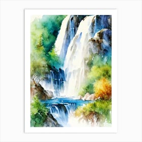 Zrmanja Waterfalls, Croatia Water Colour  (1) Art Print