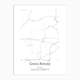 Gross Kreutz,Germany Minimalist Map Art Print