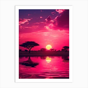 Sunset In Kenya Art Print