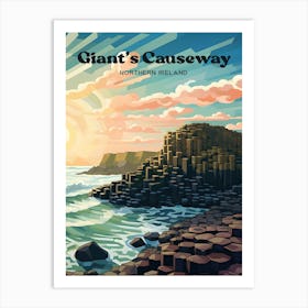Giant's Causeway Northern Ireland Coastal Travel Art Art Print