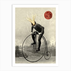 Octopus On A Bicycle Art Print