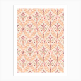 Enhanced Vintage Late Medieval Brocade Pattern Peach Fuzz Art Print