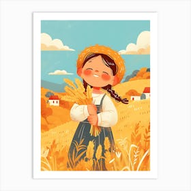 Cute Little Girl In A Wheat Field 16 Poster