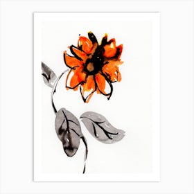 Sumi-e Sumi e painting japan japanese minimal minimalist floral flower ink watercolor hand painted 1 Art Print