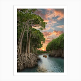 Mangrove Forest At Sunset Art Print