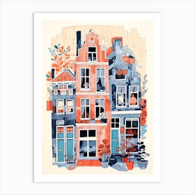 A House In Amsterdam, Abstract Risograph Style 2 Art Print