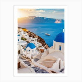 Sunset In Santorini Art Print