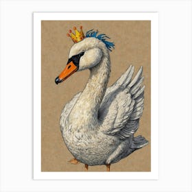 Swan With Crown 2 Art Print