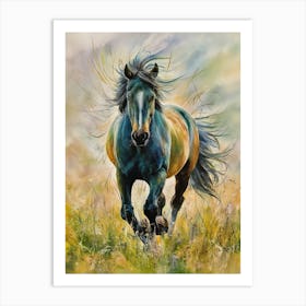 Horse Running In The Meadow Art Print