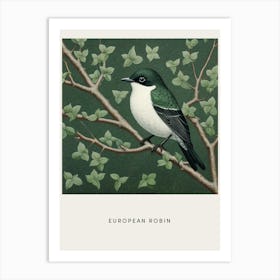Ohara Koson Inspired Bird Painting European Robin 1 Poster Art Print