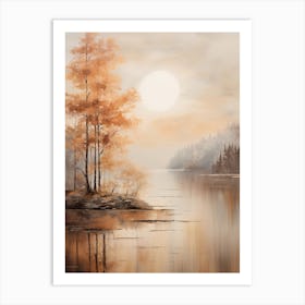 Lake In The Woods In Autumn, Painting 45 Art Print