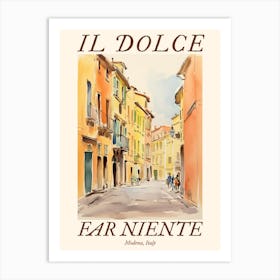 Il Dolce Far Niente Modena, Italy Watercolour Streets 3 Poster Art Print