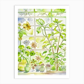 Watercolor Of A Window Sill Art Print