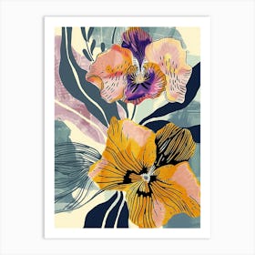 Colourful Flower Illustration Wild Pansy 4 Art Print