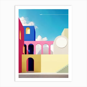 Colorful Buildings — Minimalistic travel posters, Boho travel art, aesthetic poster Art Print