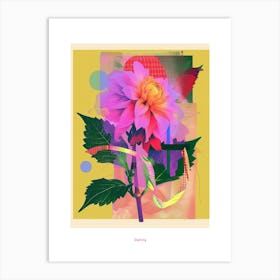 Dahlia 2 Neon Flower Collage Poster Art Print