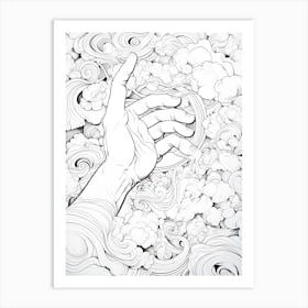 Line Art Inspired By The Creation Of Adam 3 Art Print