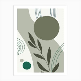 Boho Wall Art Print Sage Green Abastract Flat Scandi Design C Art Print