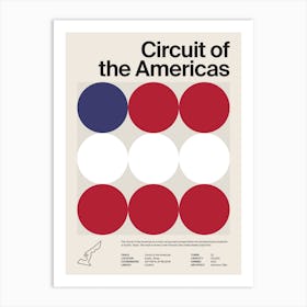 Mid Century Circuit Of The Americas F1 Art Print