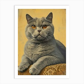 British Shorthair Relief Illustration 3 Art Print