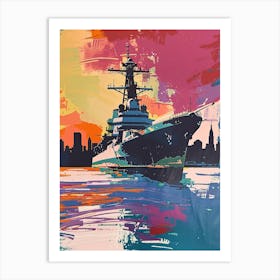 The Intrepid Sea New York Colourful Silkscreen Illustration 2 Art Print