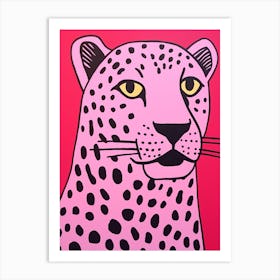 Pink Polka Dot Cougar 2 Art Print