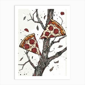 Pizza In The Tree Art Print